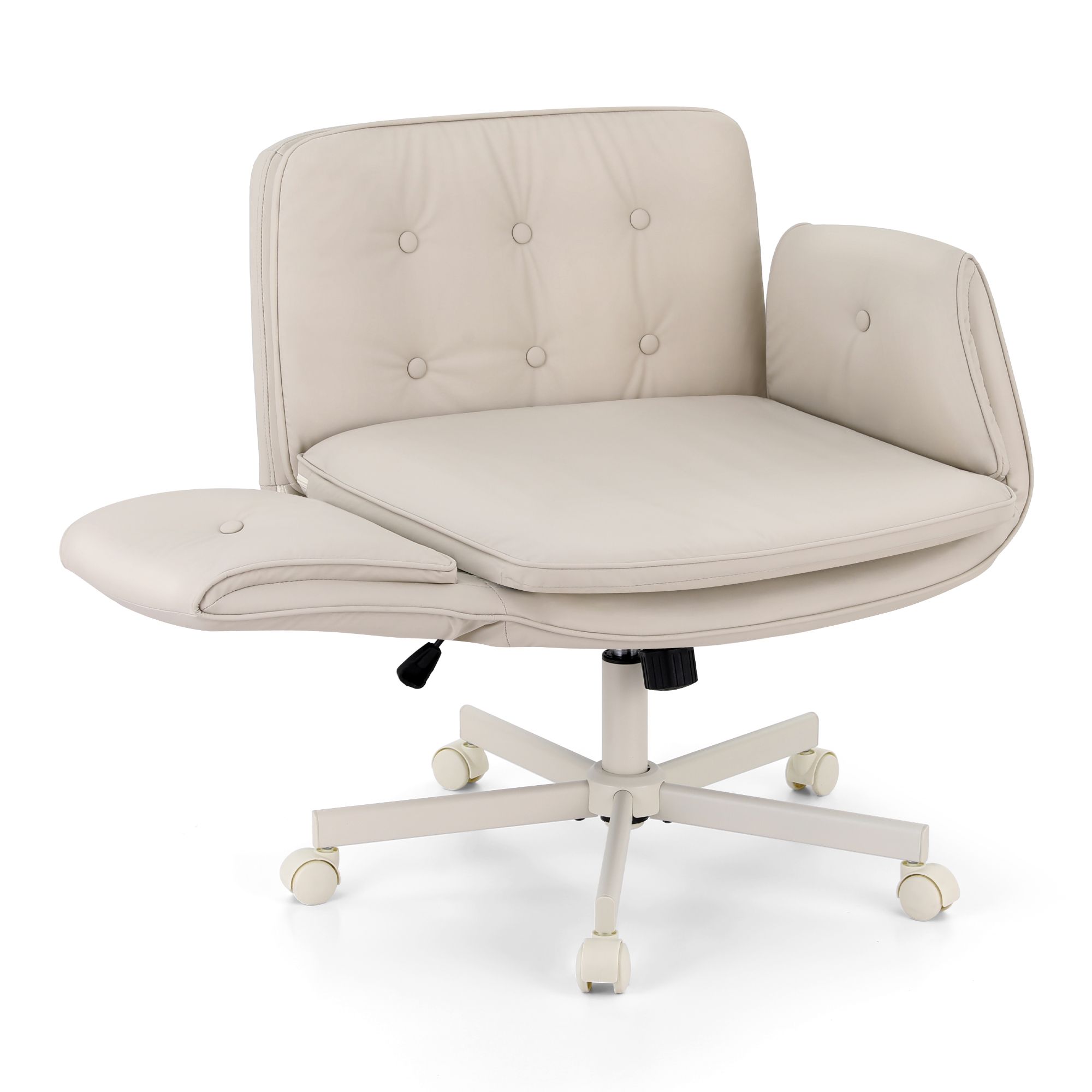 Artiss Criss Cross Chair Swivel PU Leather Vanity Beige