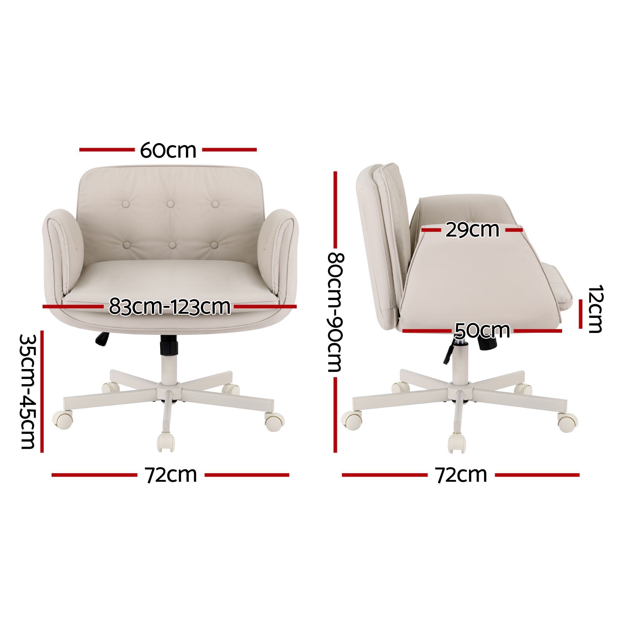 Artiss Criss Cross Chair Swivel PU Leather Vanity Beige view 2