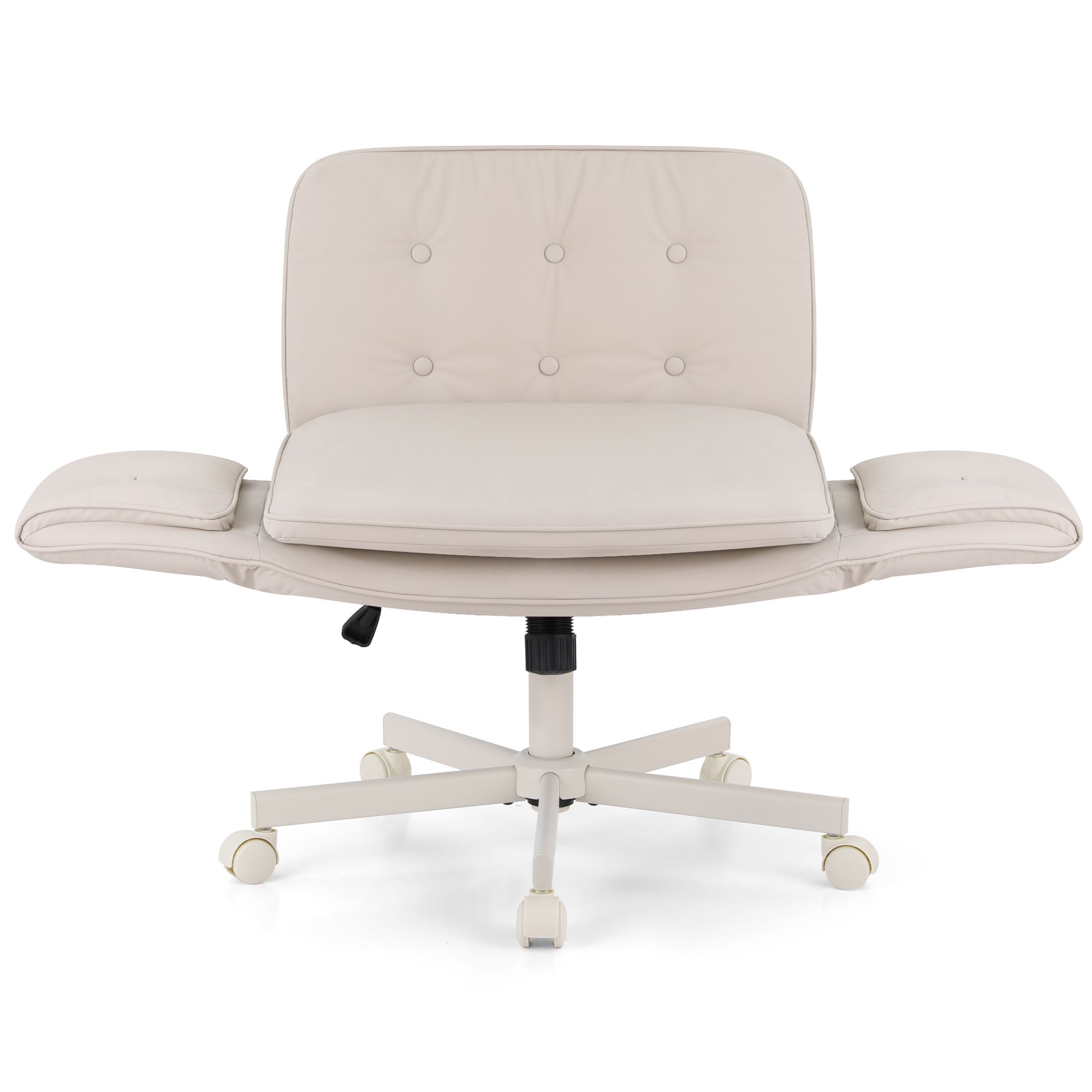 Artiss Criss Cross Chair Swivel PU Leather Vanity Beige view 3
