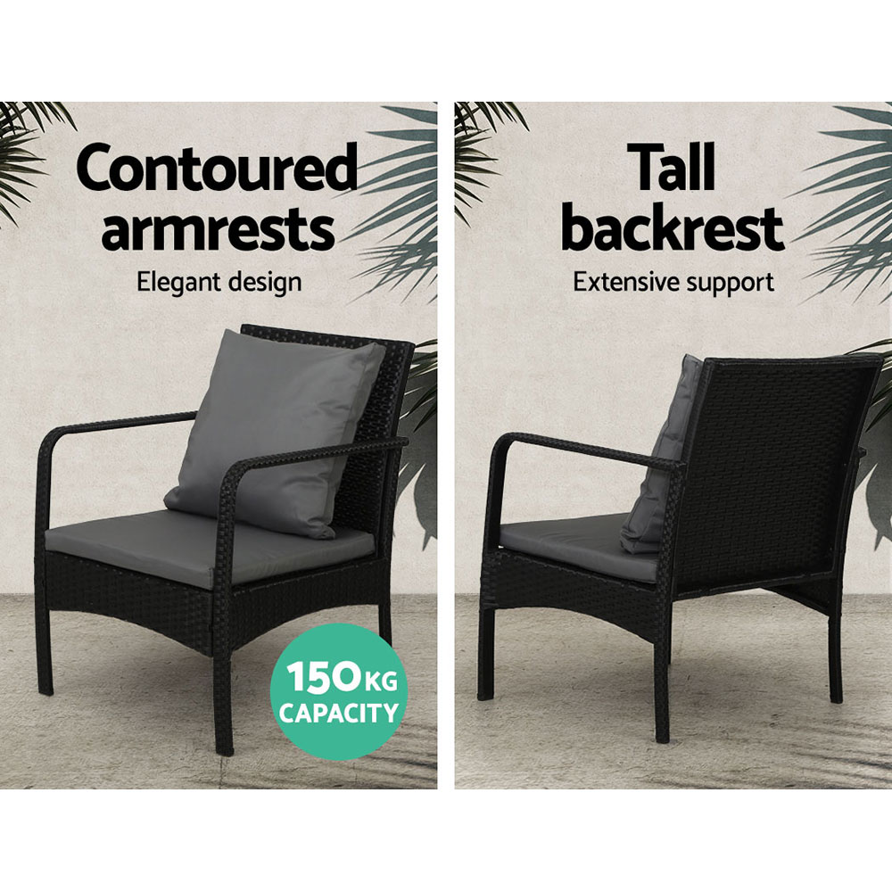 Gardeon Wicker 4-Piece Sofa Set with Table view 4