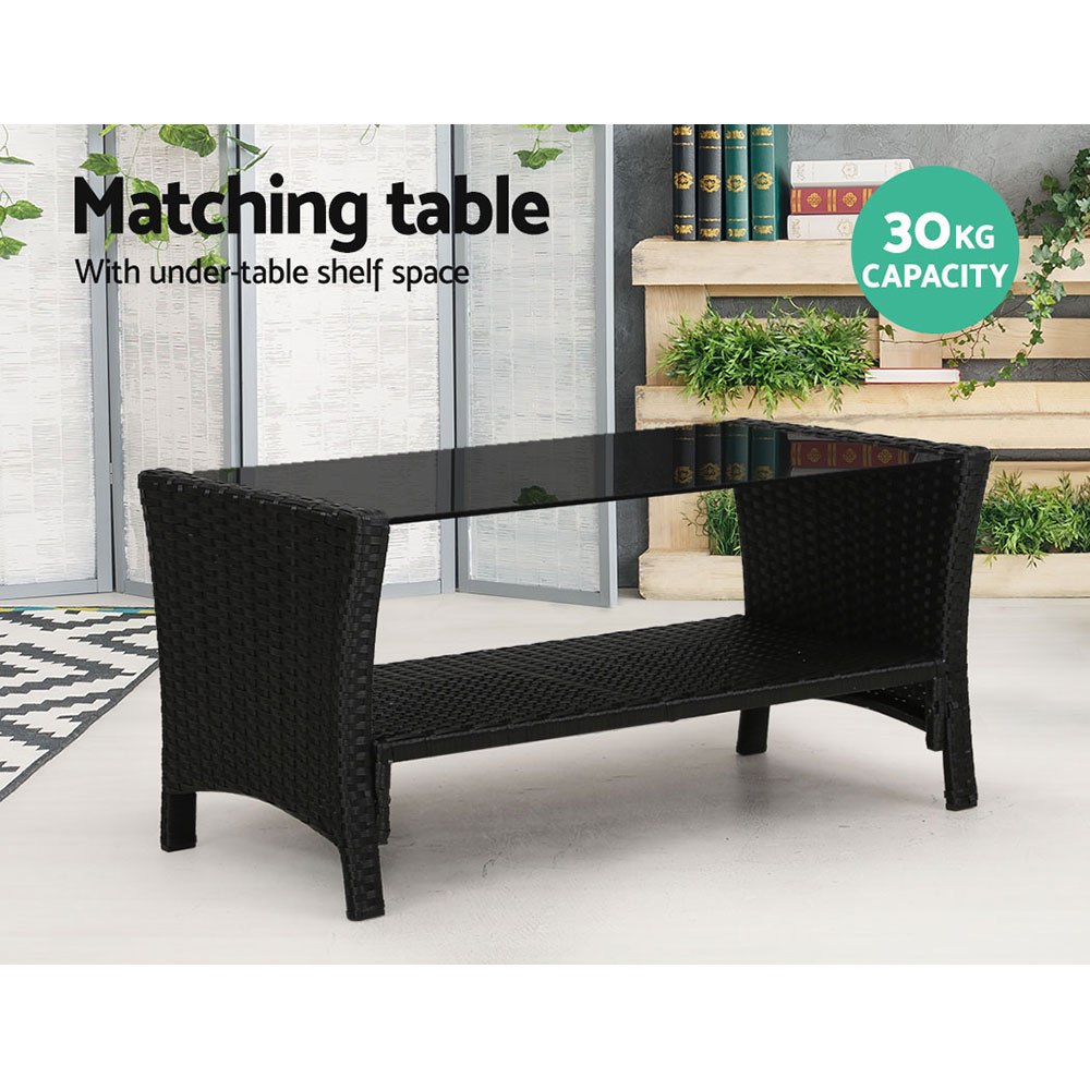 Gardeon Wicker 4-Piece Sofa Set with Table view 5