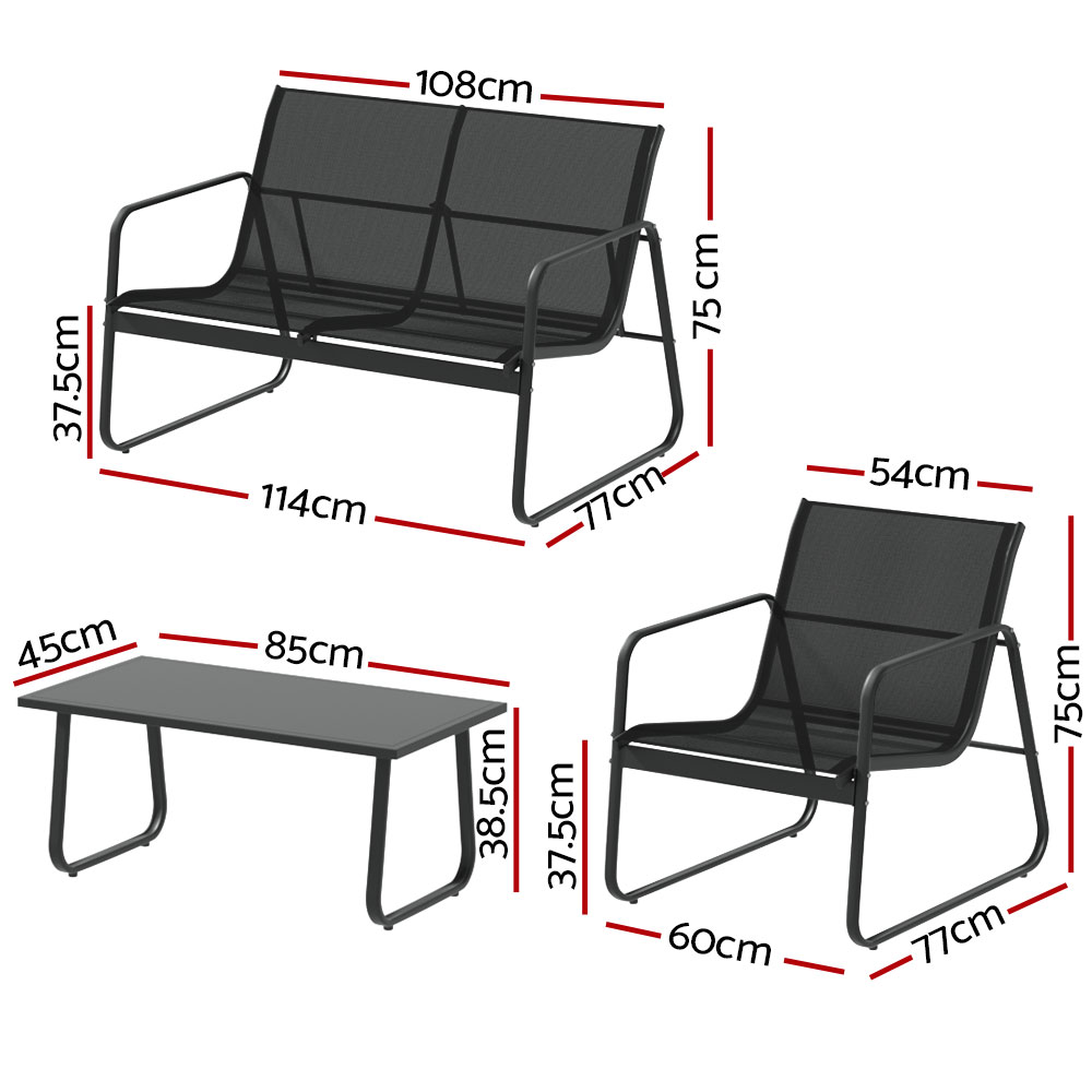 Gardeon Textilene 4-Piece Sofa Set with Table view 2