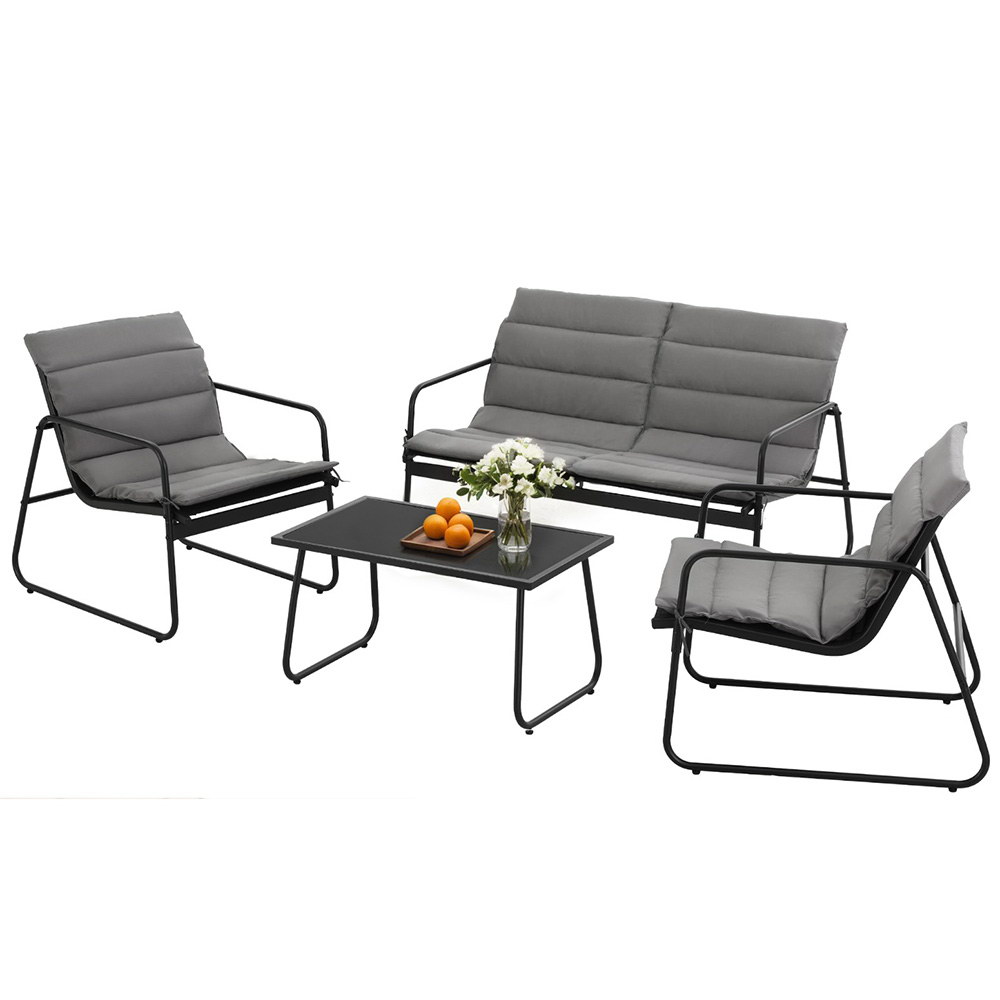Gardeon 4PC Textilene Sofa Set with Cushions Black