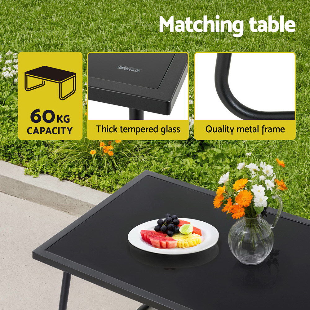 Gardeon 4PC Textilene Sofa Set with Cushions Black view 5