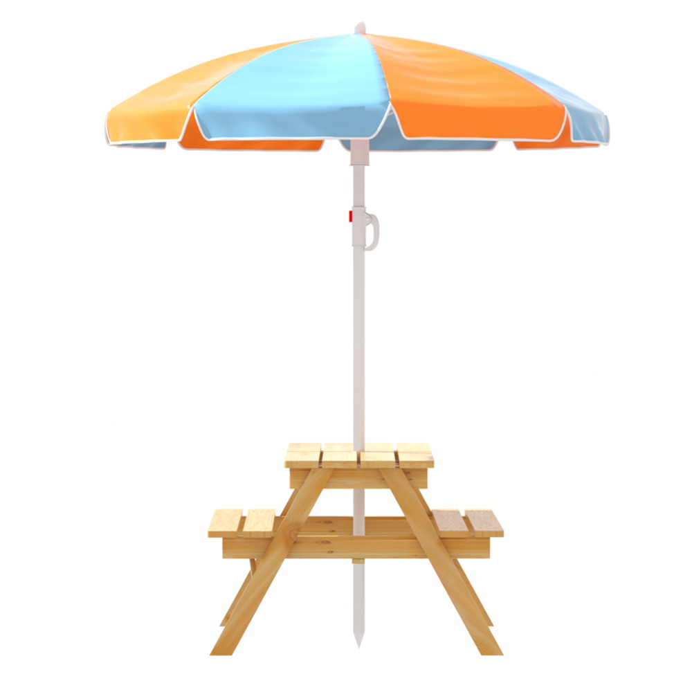 Keezi Kids Outdoor Table and Chairs Set with Umbrella & Sand Pit view 4