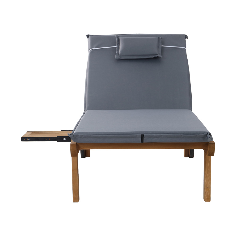 Gardeon Sun Lounge Wooden Day Bed with Wheels view 3