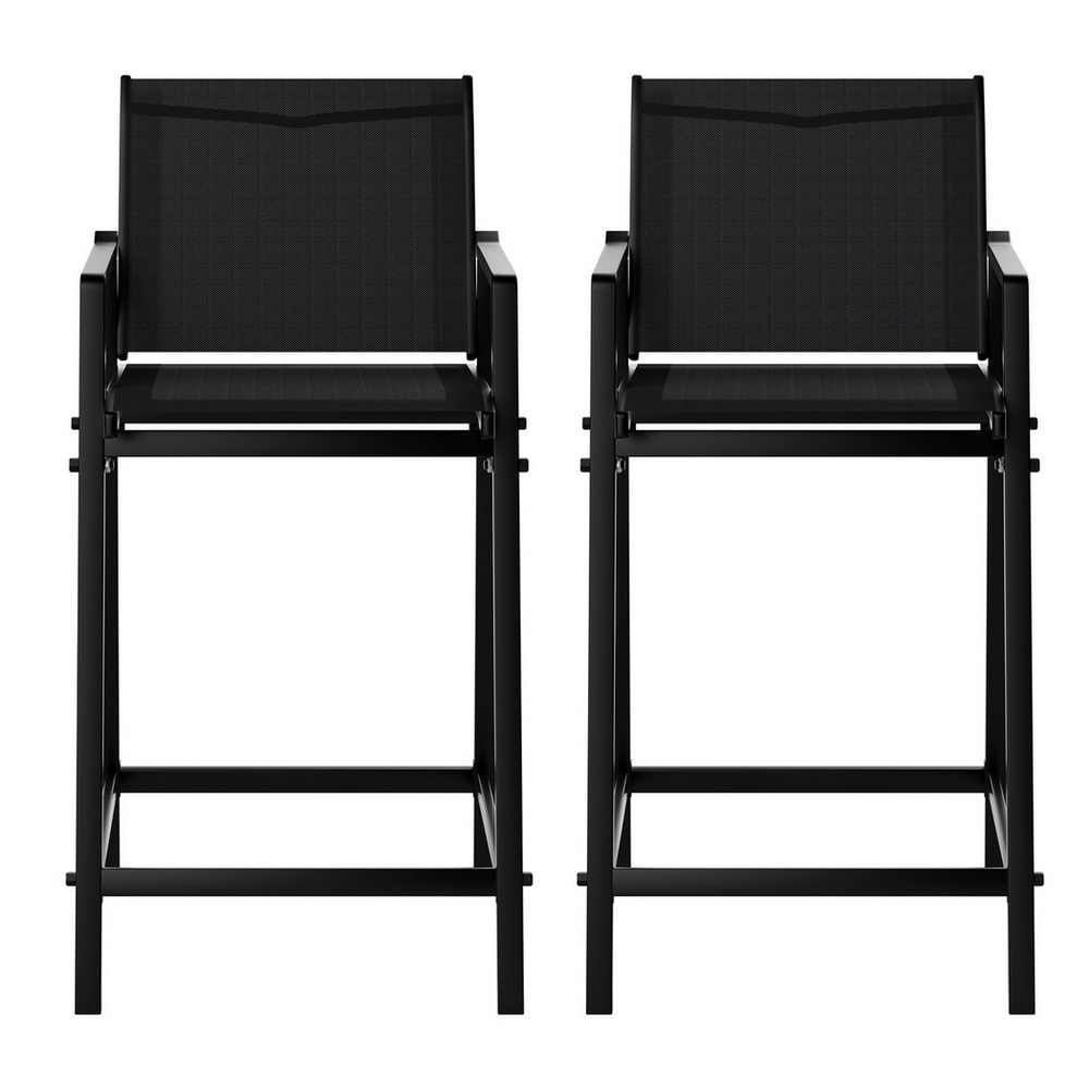 Gardeon 2 Piece Textilene Bar Stools Black view 3
