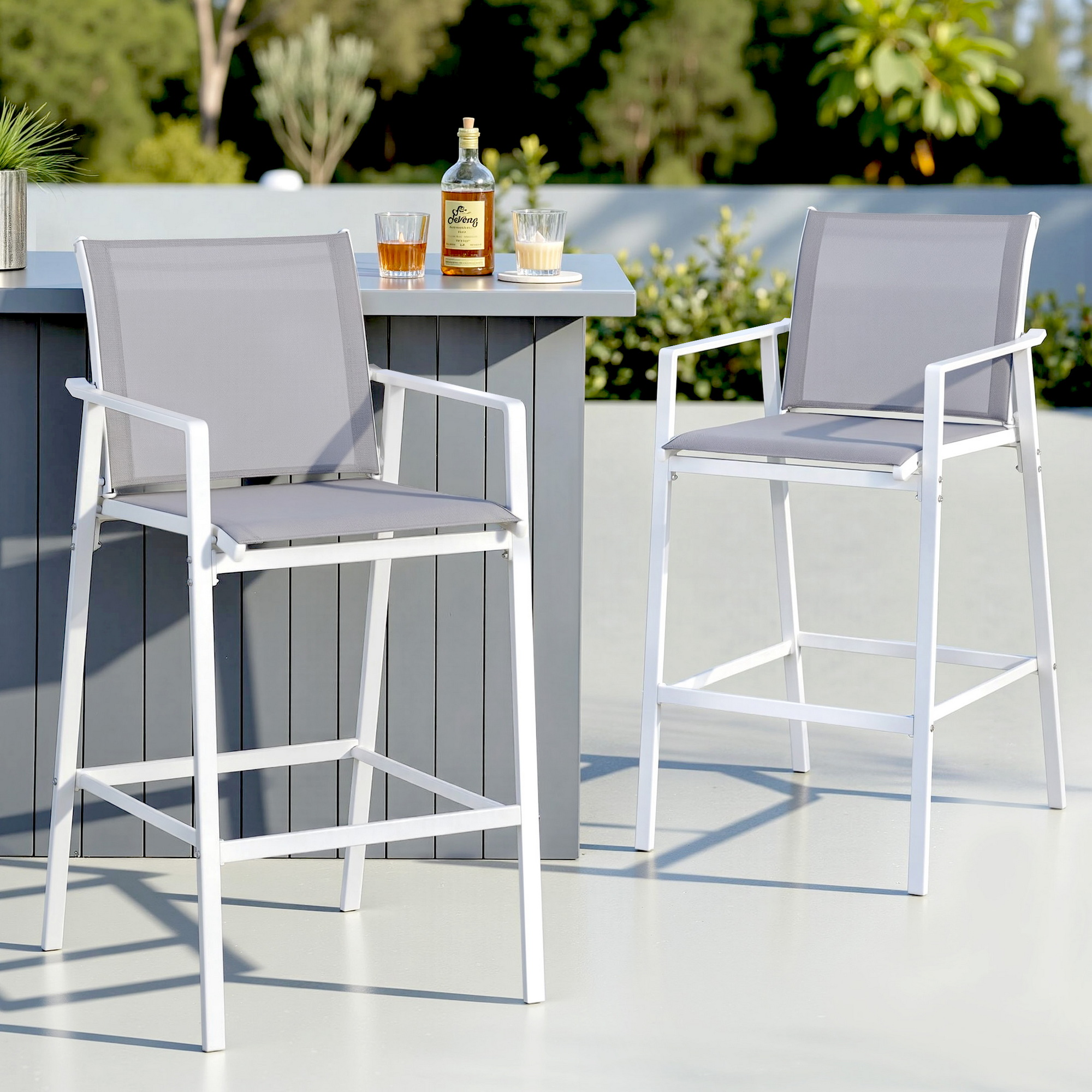 Gardeon 2 Piece Textilene Bar Stools White