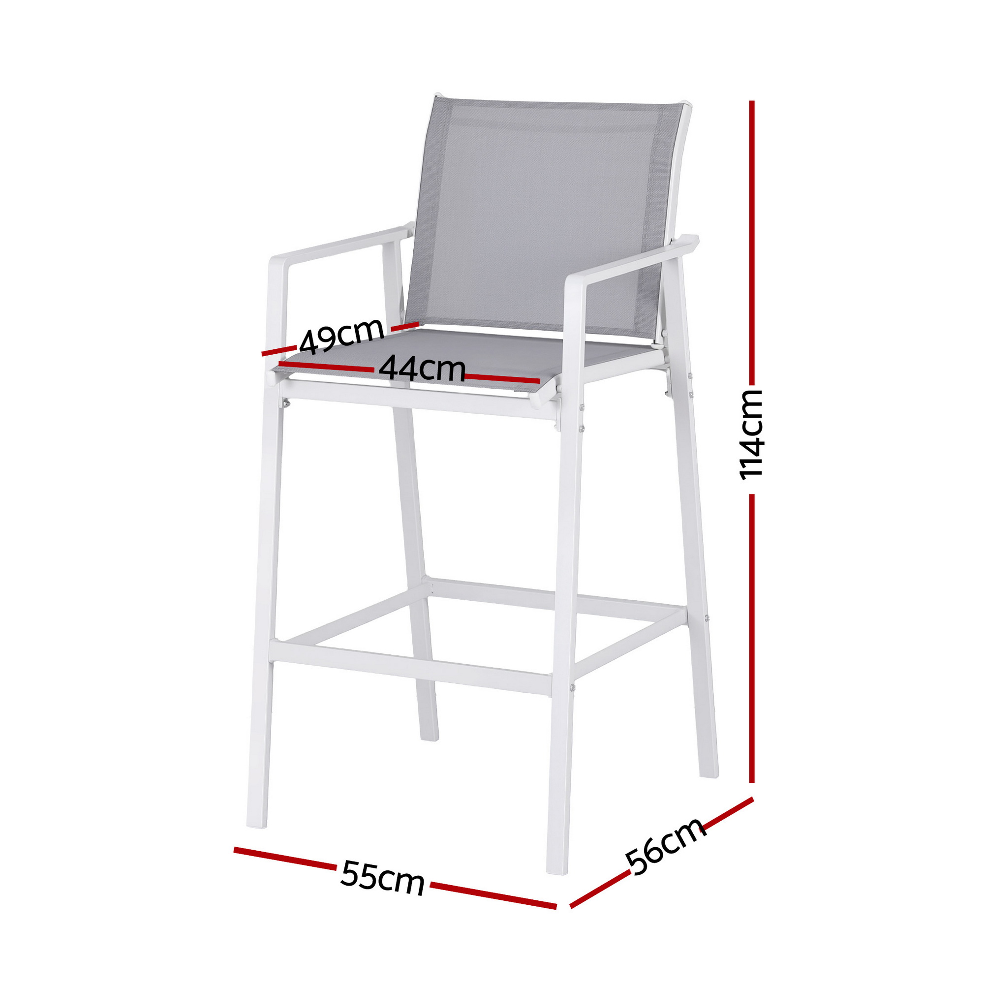 Gardeon 2 Piece Textilene Bar Stools White view 2