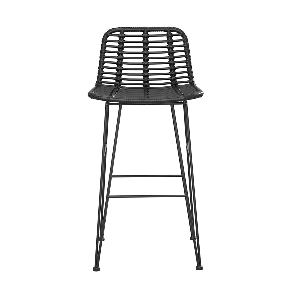 Gardeon 2 Piece Rattan Outdoor Bar Stools Black view 3