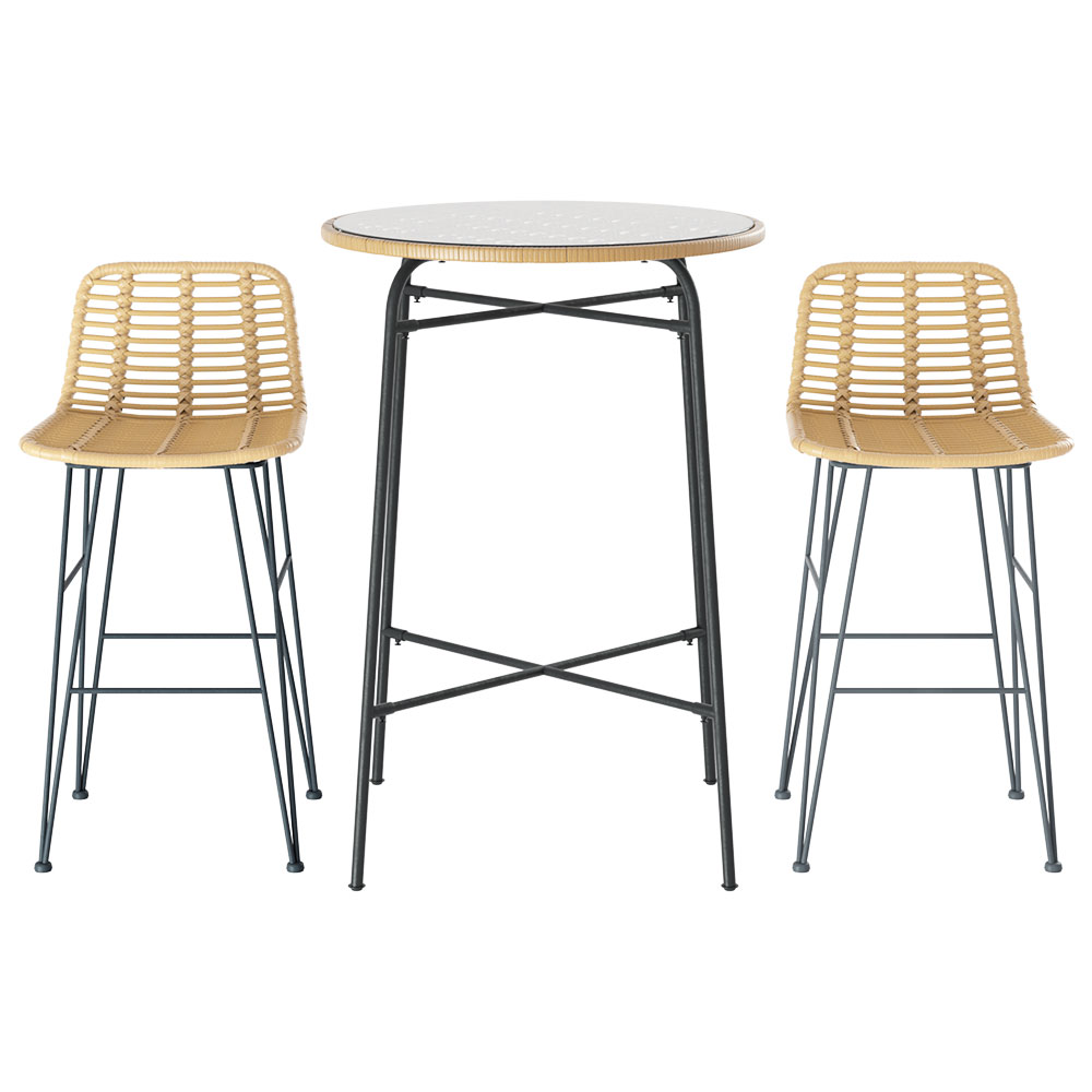 Gardeon 3 Piece Wicker Bar Set Bistro view 3