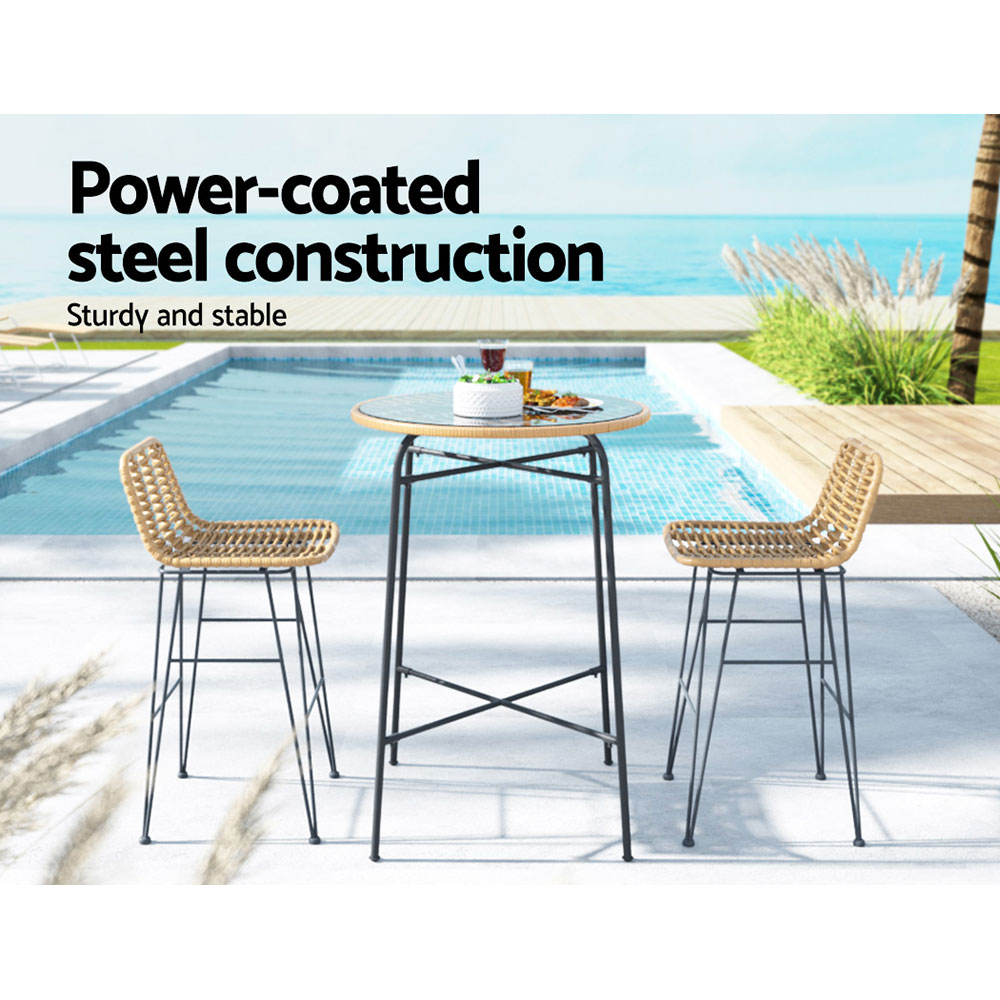 Gardeon 3 Piece Wicker Bar Set Bistro view 4