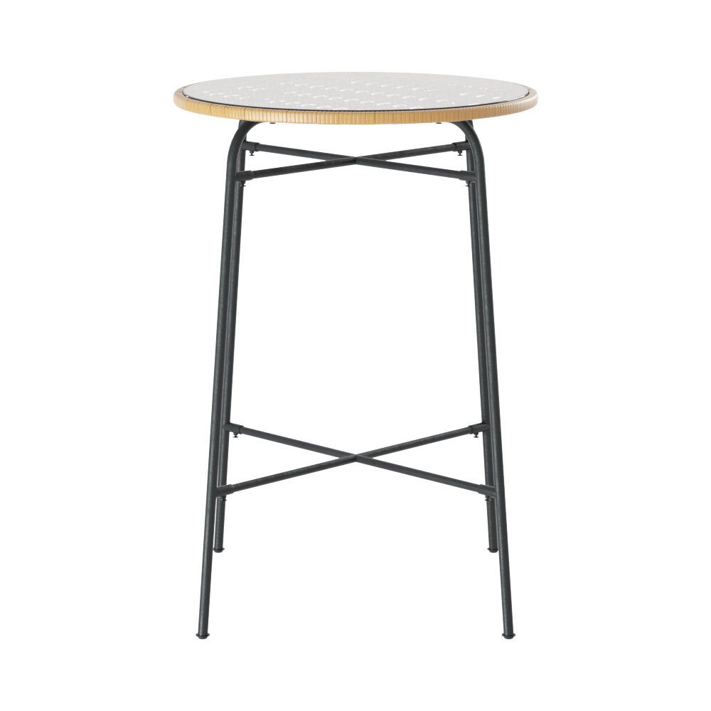 Gardeon Wicker Bar Table with Glass Top view 3