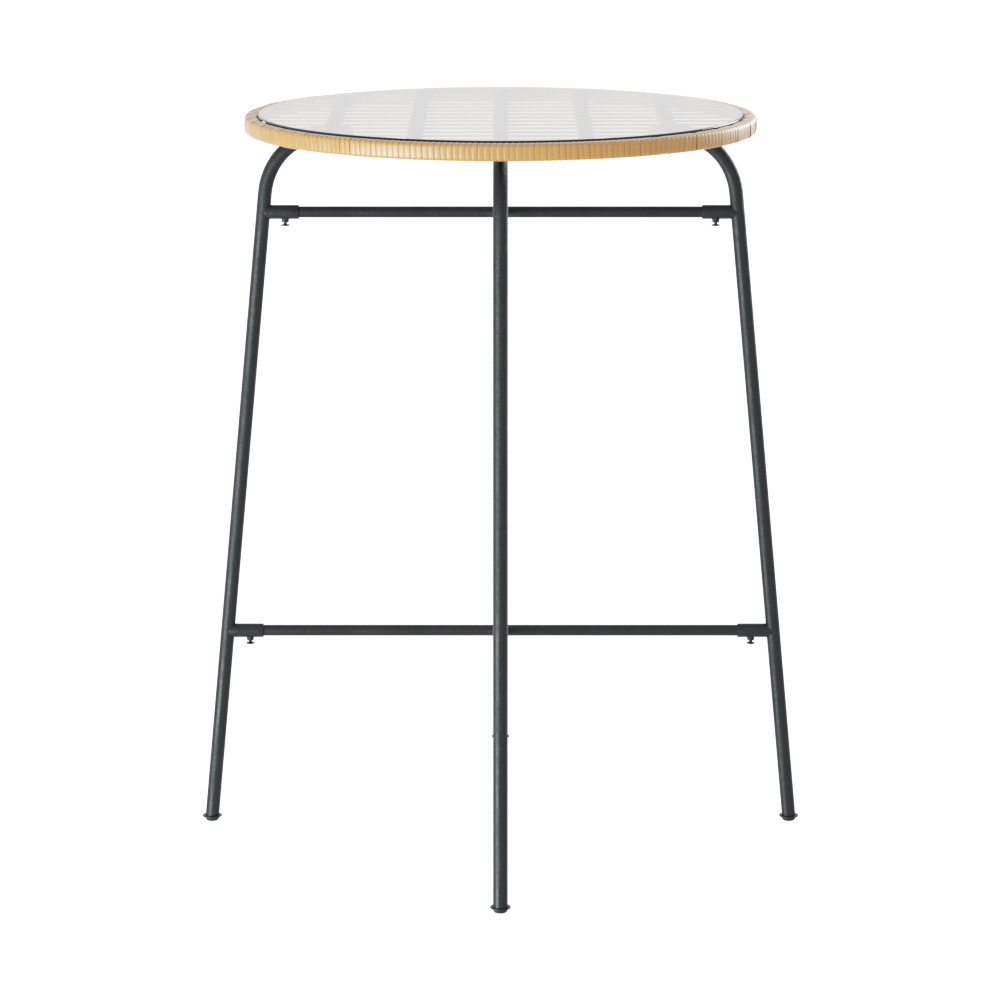 Gardeon Wicker Bar Table with Glass Top view 4
