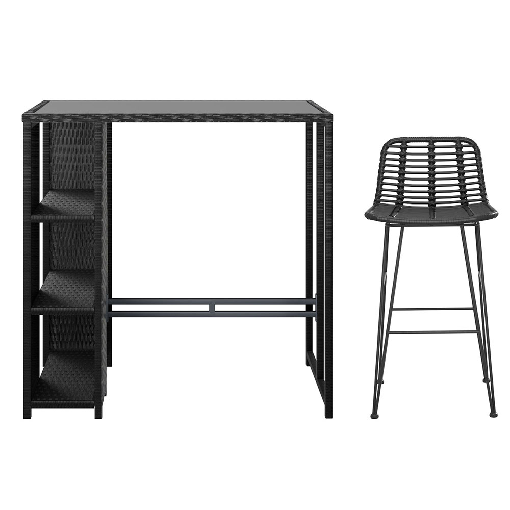 Gardeon Wicker Outdoor Bar Set Table and Chairs view 3