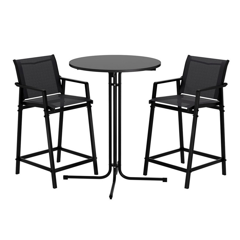 Gardeon 3 Piece Steel Bar Set Black