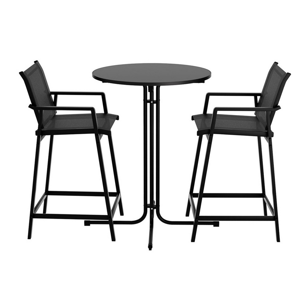 Gardeon 3 Piece Steel Bar Set Black view 3