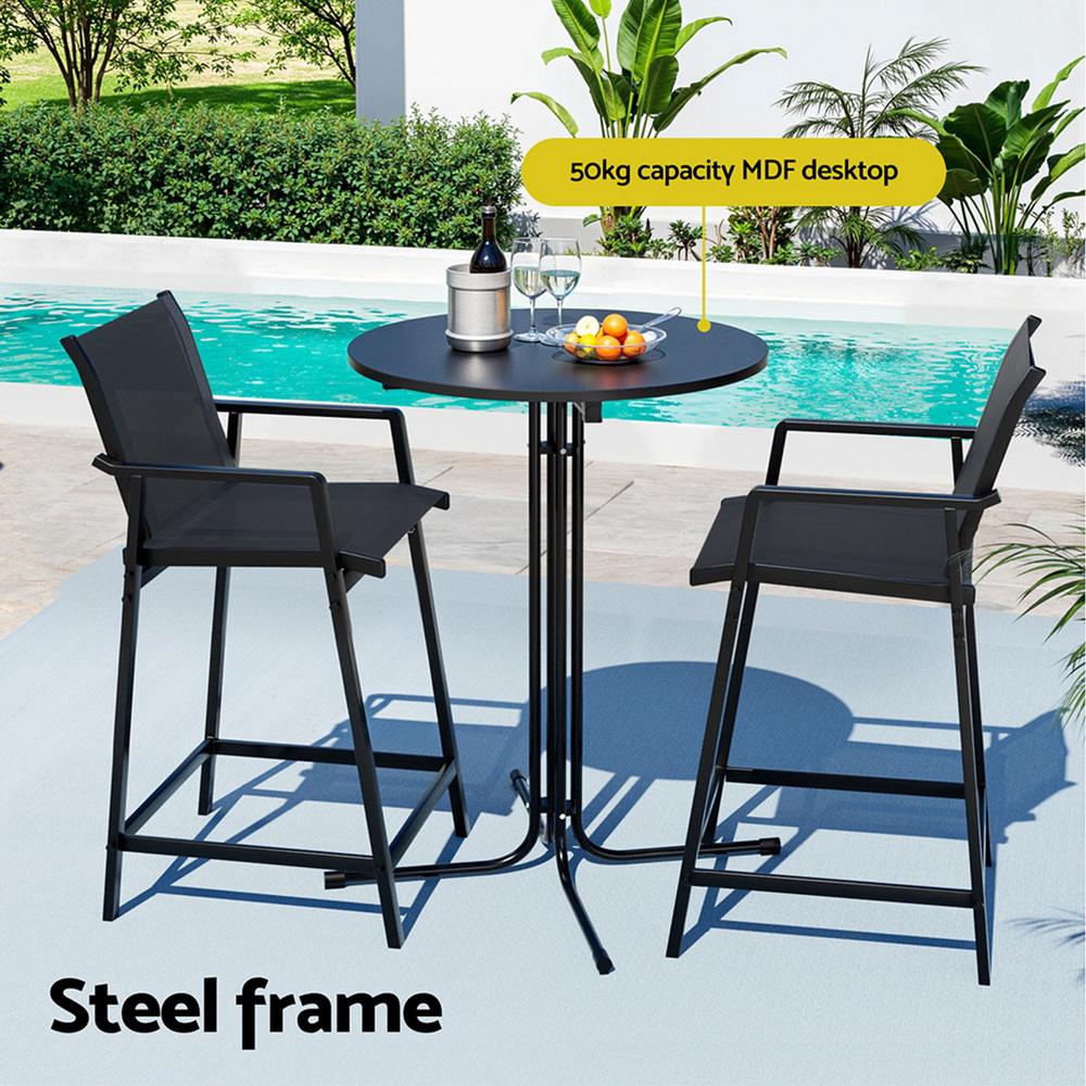 Gardeon 3 Piece Steel Bar Set Black view 4