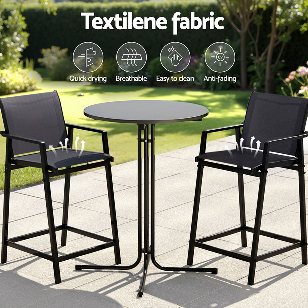 Gardeon 3 Piece Steel Bar Set Black view 5