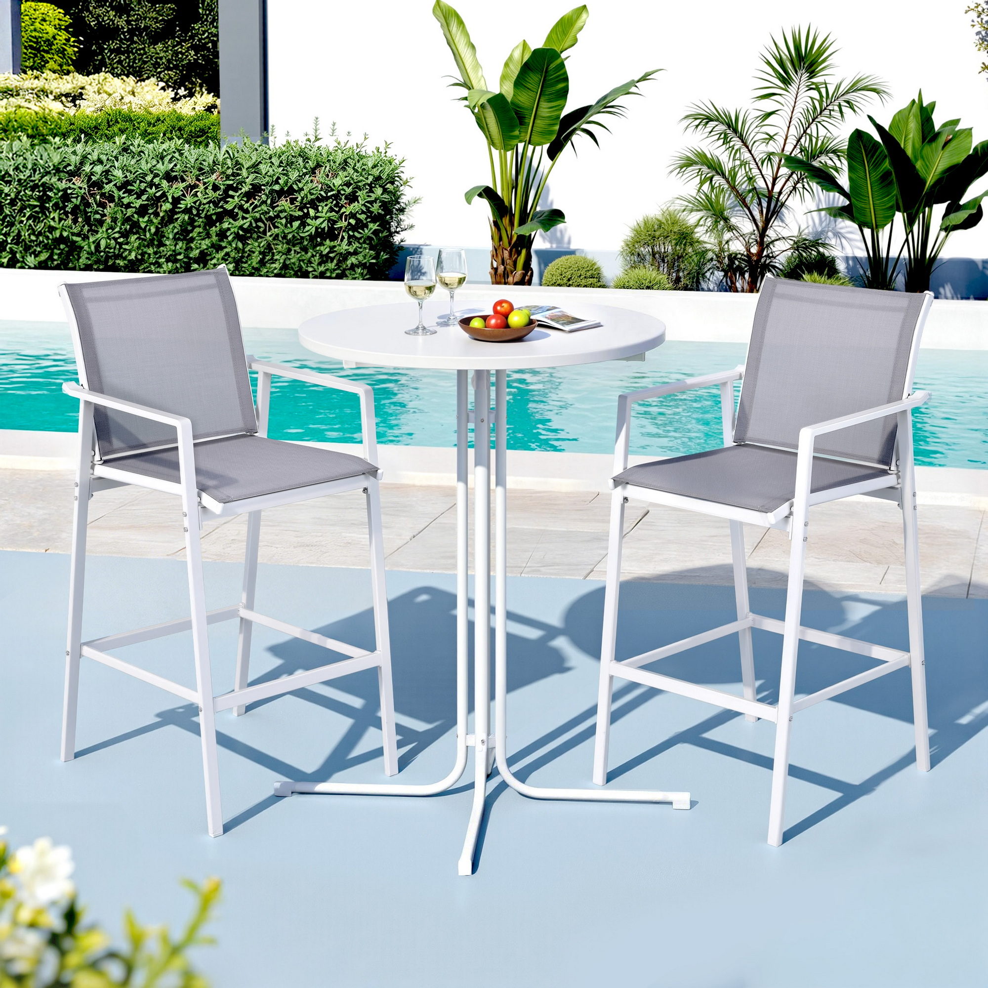 Gardeon 3 Piece Steel Bar Set White