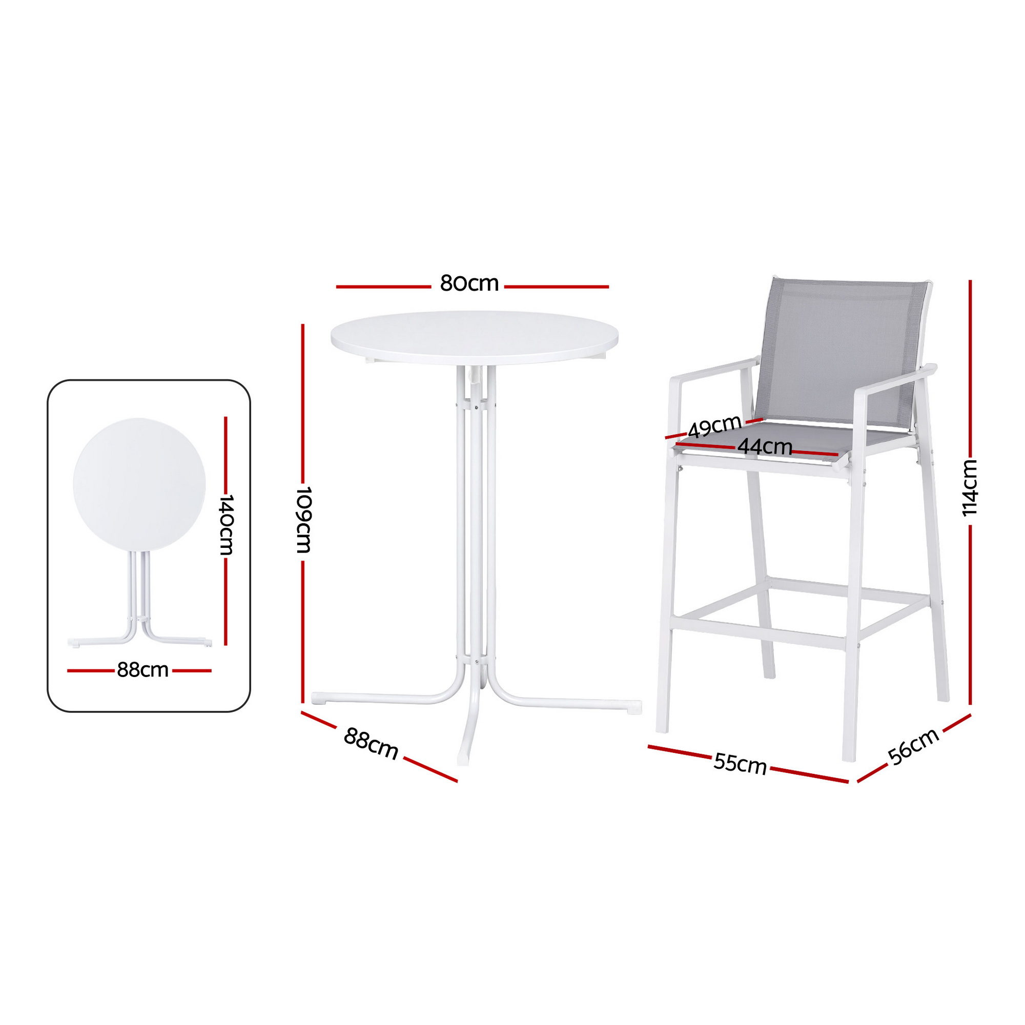 Gardeon 3 Piece Steel Bar Set White view 2