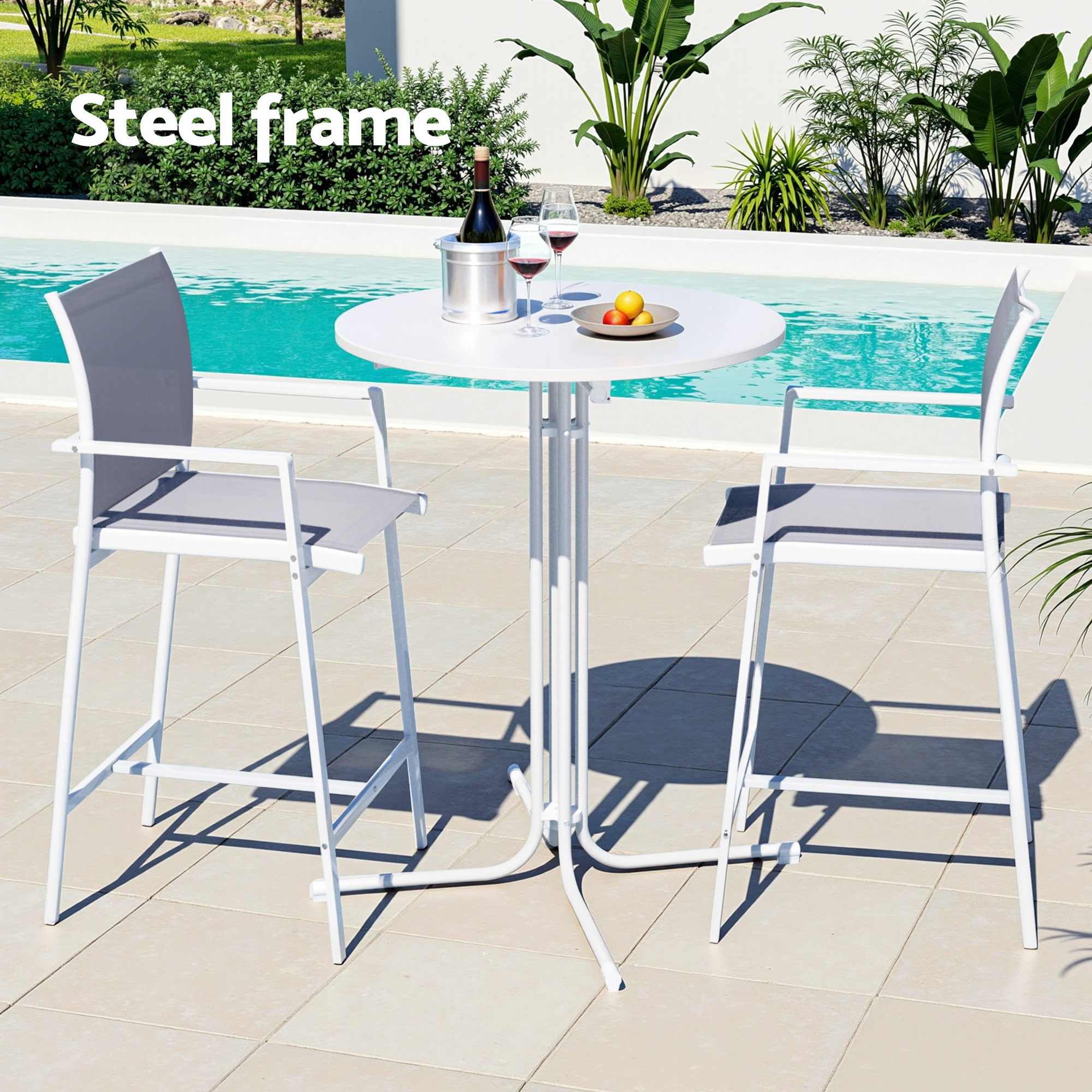 Gardeon 3 Piece Steel Bar Set White view 4