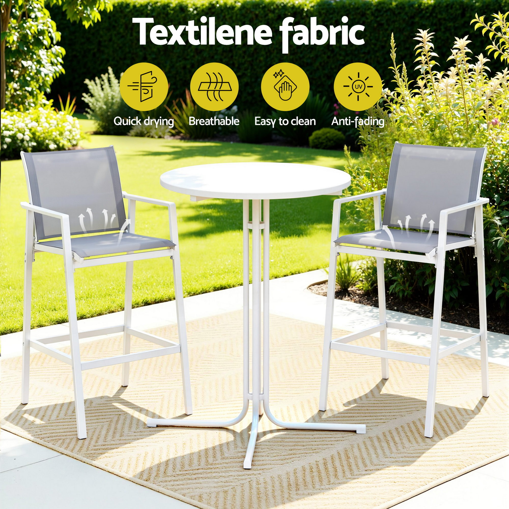 Gardeon 3 Piece Steel Bar Set White view 5