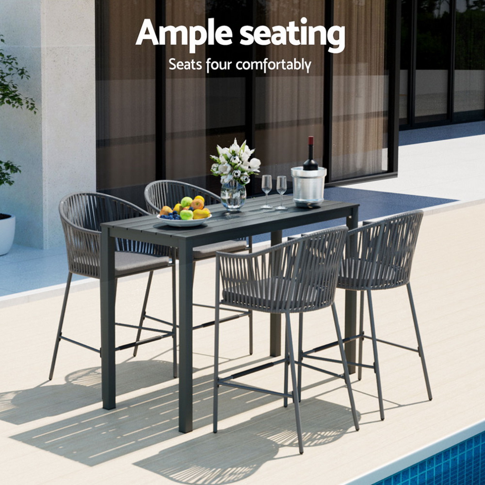 Gardeon 5-Piece Rope Outdoor Bar Set with Dining Table view 4