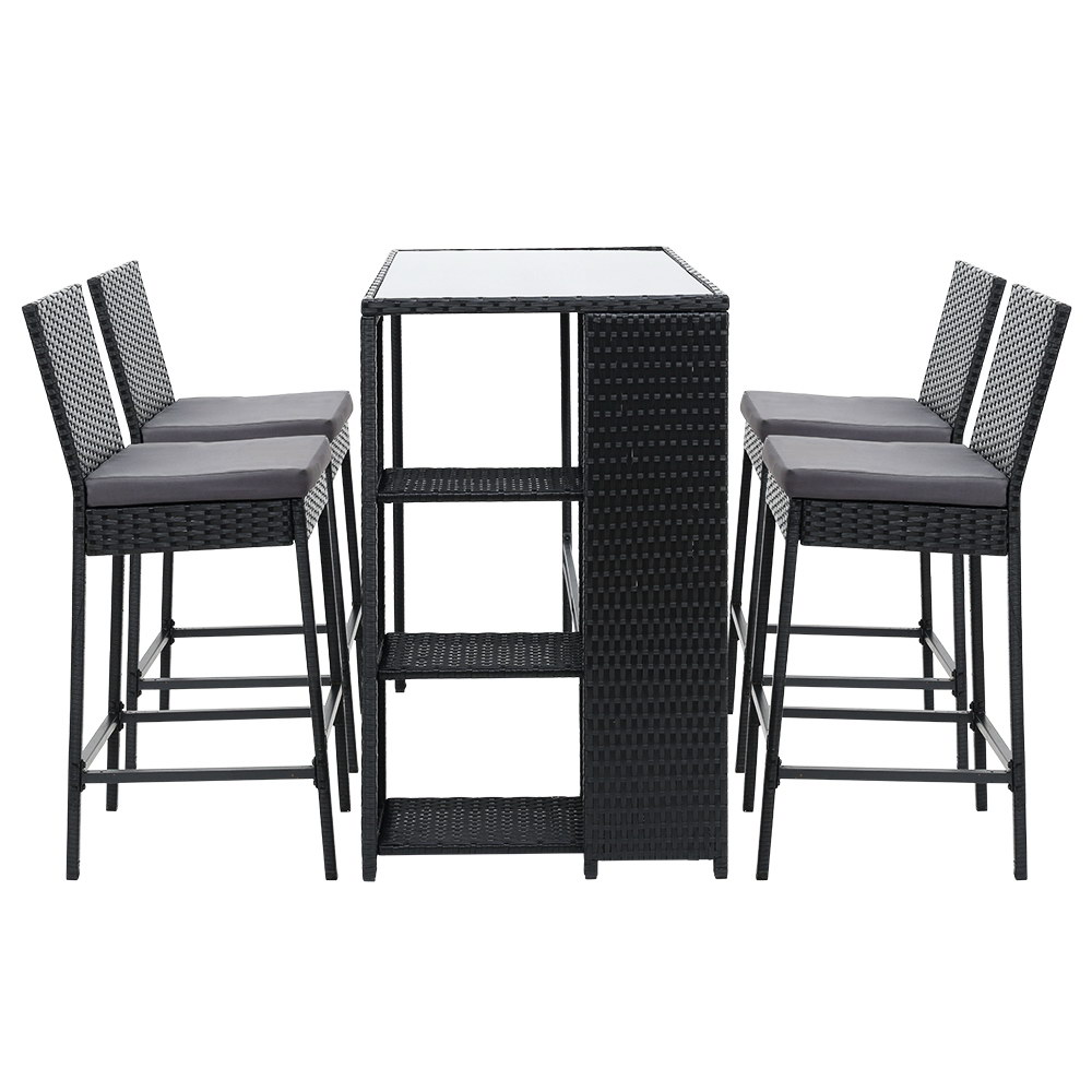 Gardeon Wicker Outdoor Bar Set with Matching Stools view 3