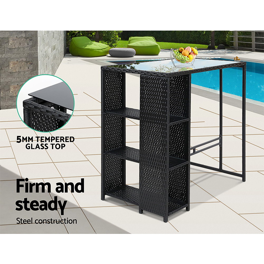 Gardeon Wicker Outdoor Bar Set with Matching Stools view 5