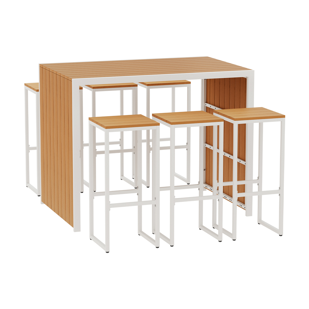Gardeon 7-Piece Outdoor Bar Set 6 Seater Steel Frame