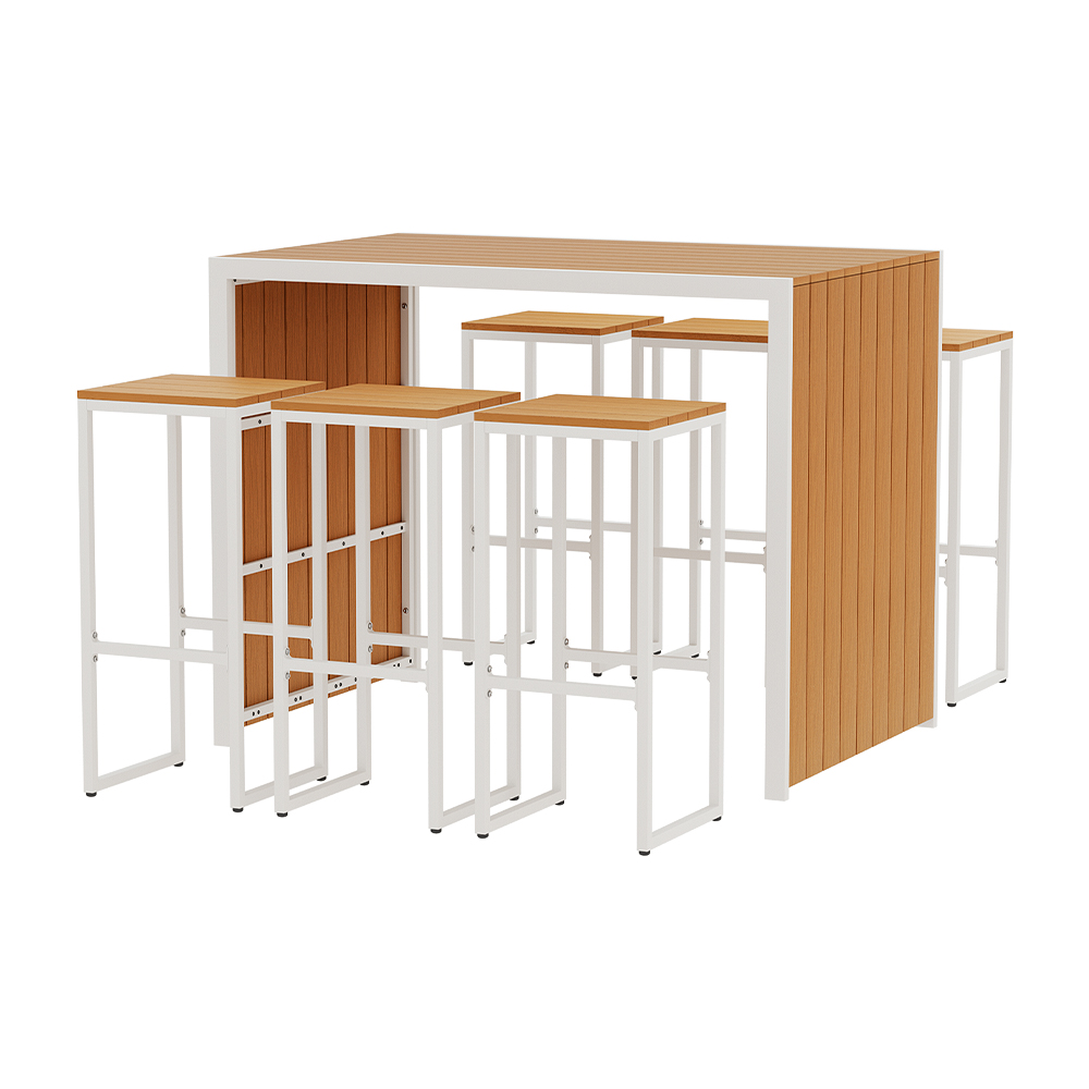 Gardeon 7-Piece Outdoor Bar Set 6 Seater Steel Frame view 3
