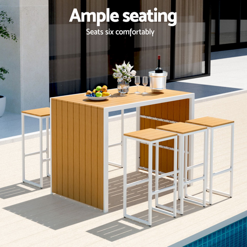 Gardeon 7-Piece Outdoor Bar Set 6 Seater Steel Frame view 4
