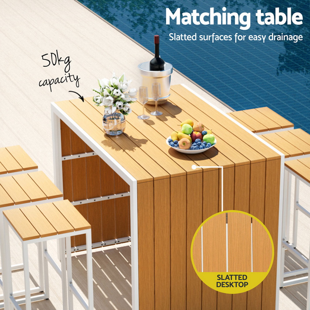 Gardeon 7-Piece Outdoor Bar Set 6 Seater Steel Frame view 5