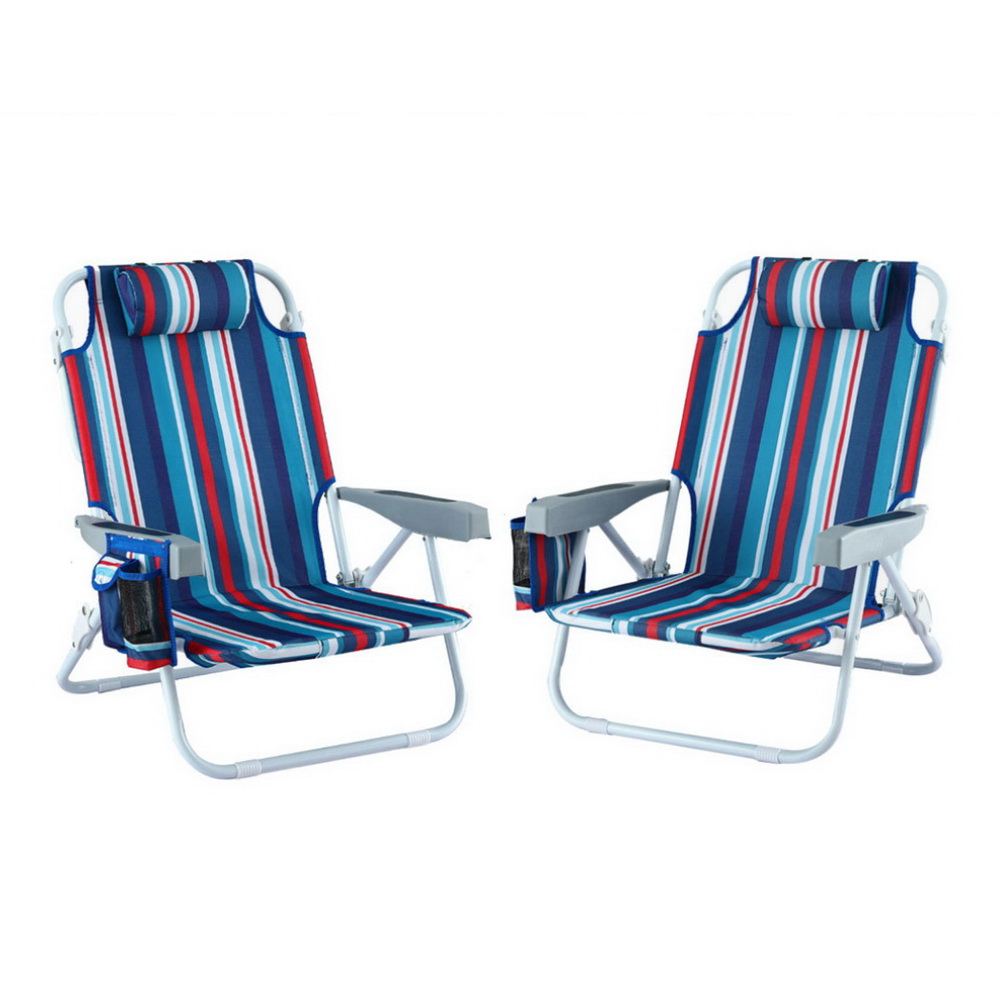 Gardeon Reclining Beach Chair Backpack Cooler Blue