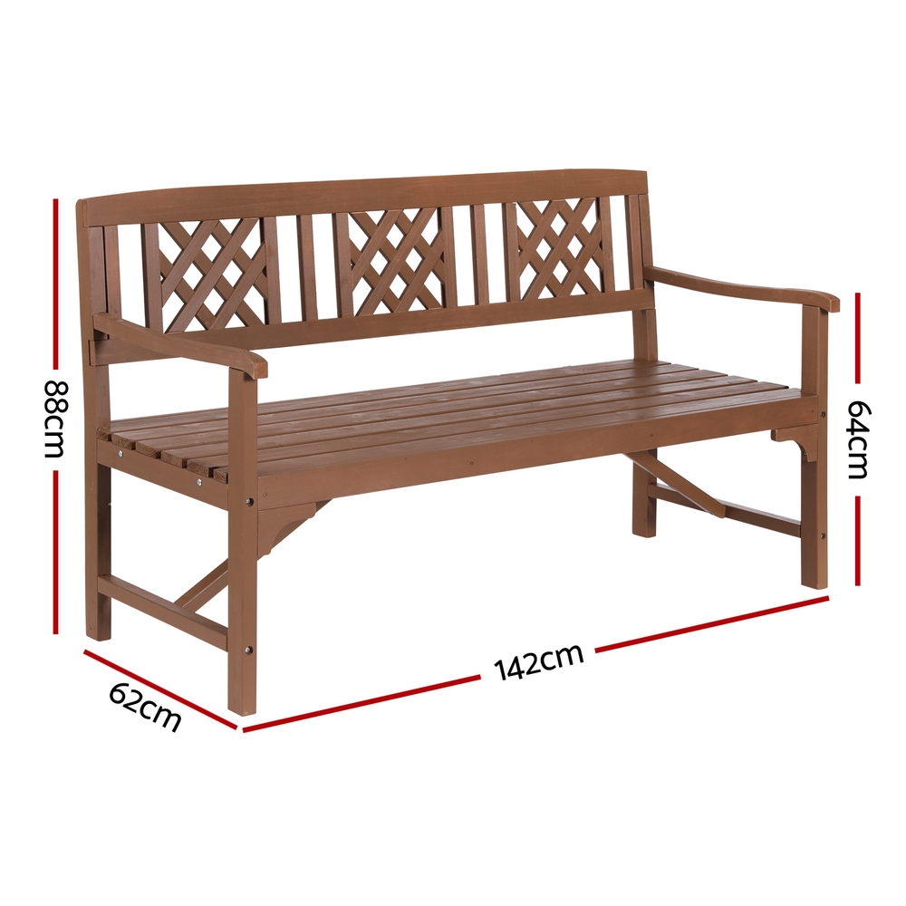 Gardeon Wooden Lattice Garden Bench with Backrest view 2
