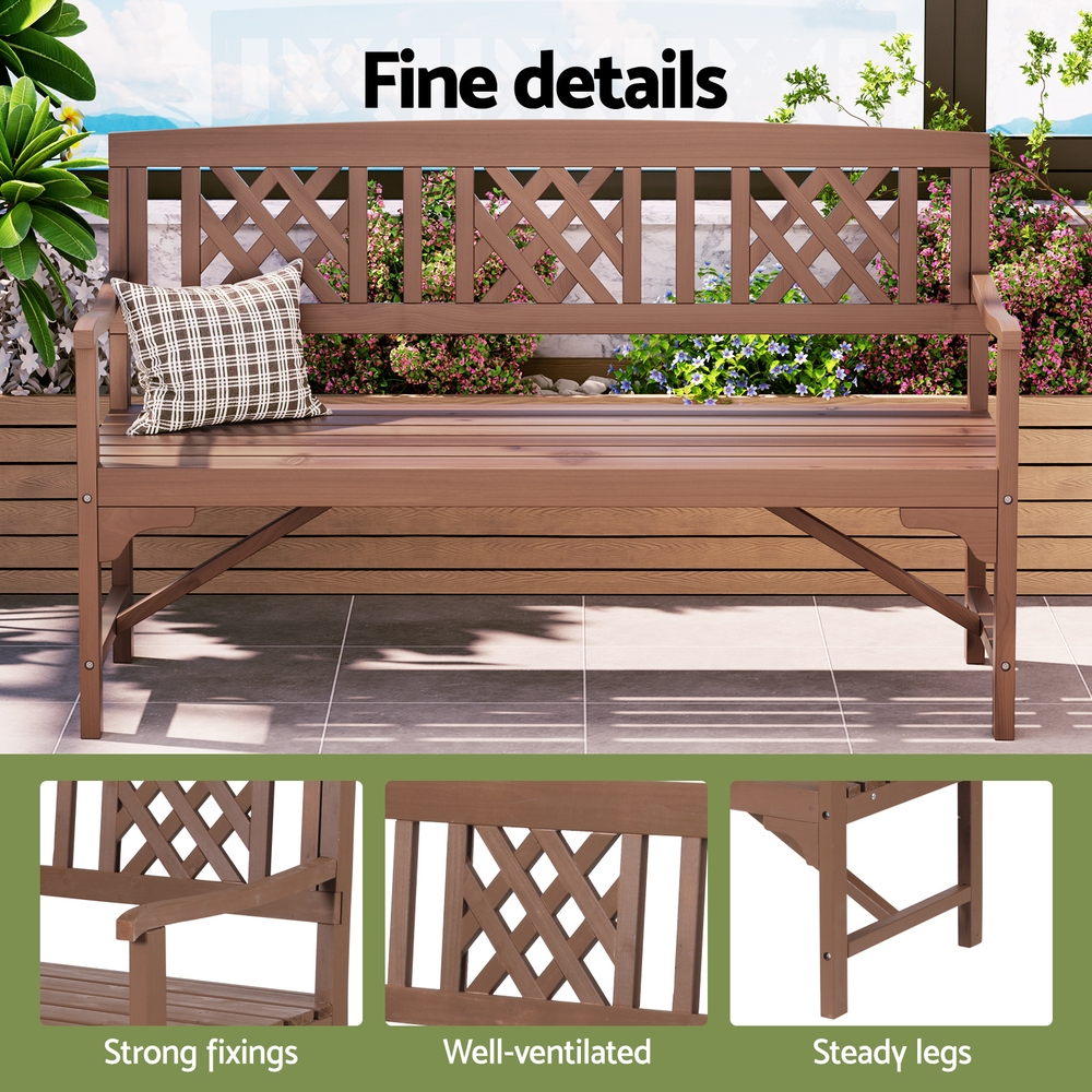 Gardeon Wooden Lattice Garden Bench with Backrest view 4