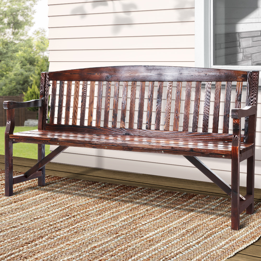 Gardeon 5FT Wooden Garden Bench 3 Seat Charcoal