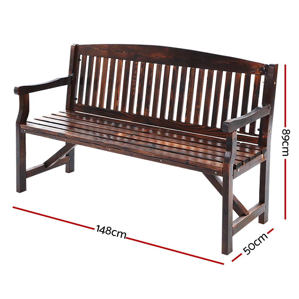 Gardeon 5FT Wooden Garden Bench 3 Seat Charcoal view 2