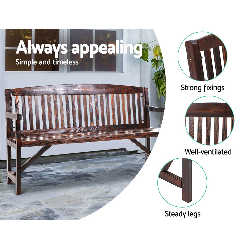 Gardeon 5FT Wooden Garden Bench 3 Seat Charcoal view 4