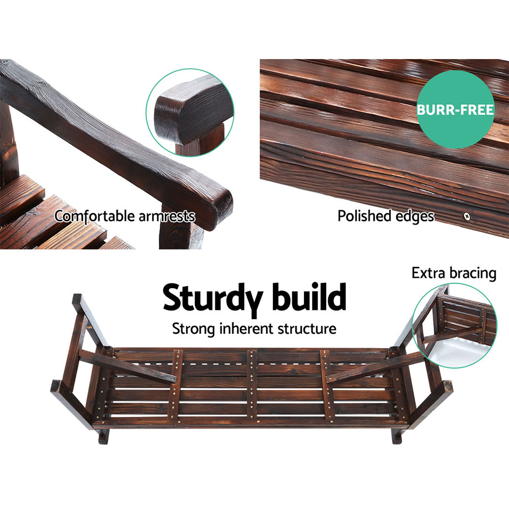 Gardeon 5FT Wooden Garden Bench 3 Seat Charcoal view 5