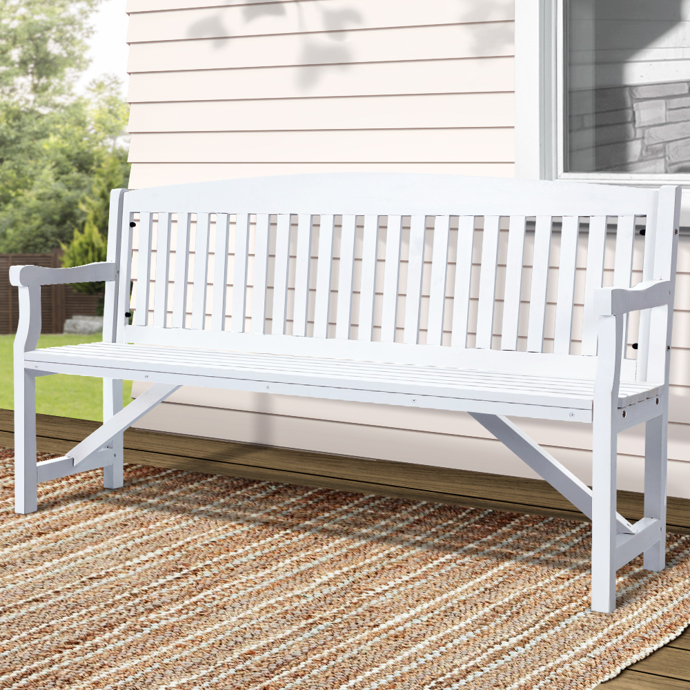 Gardeon 5FT Wooden Garden Bench 3 Seat White