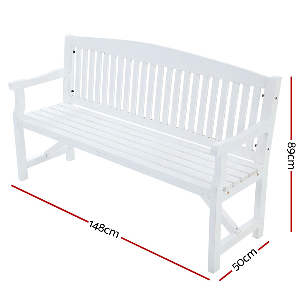 Gardeon 5FT Wooden Garden Bench 3 Seat White view 2