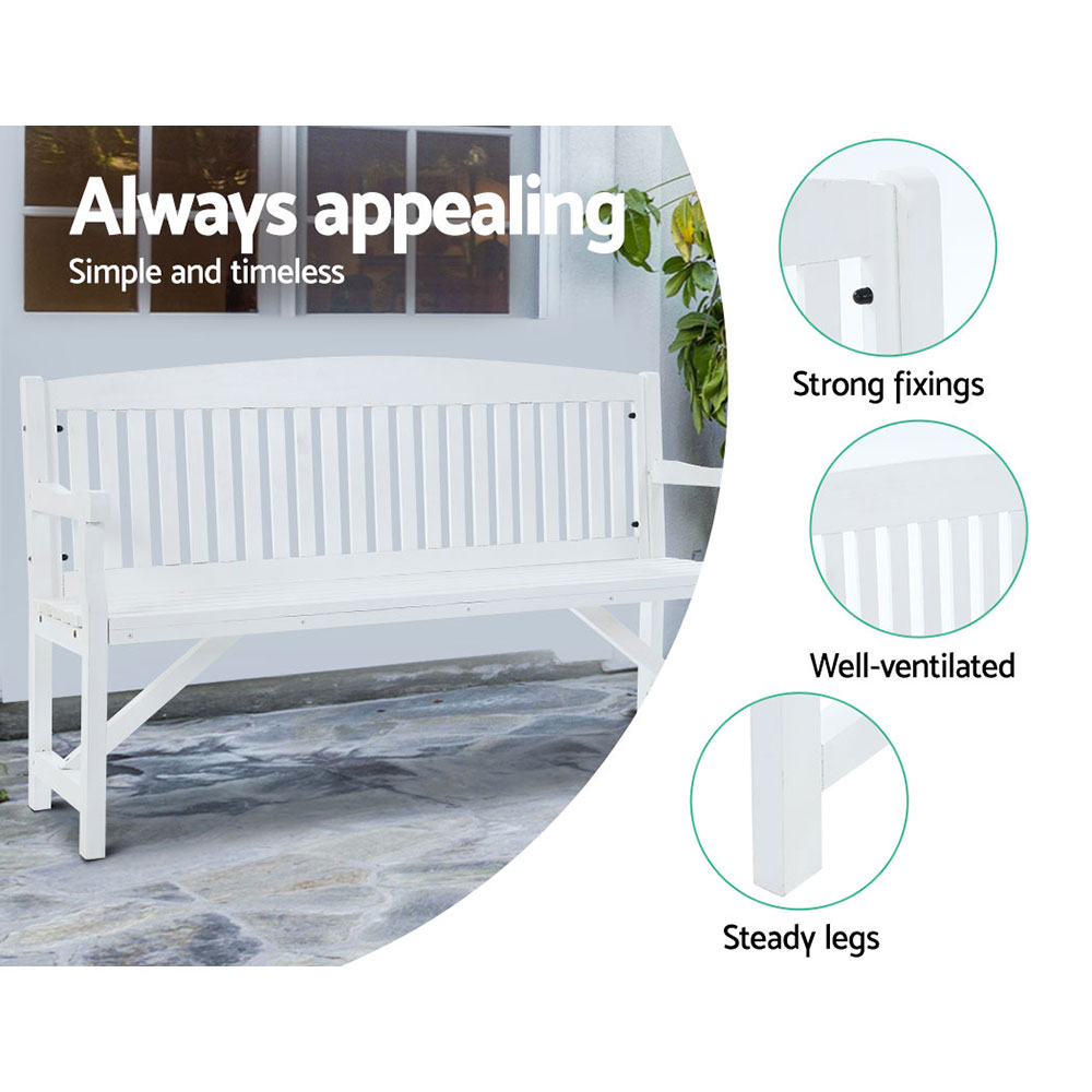 Gardeon 5FT Wooden Garden Bench 3 Seat White view 3