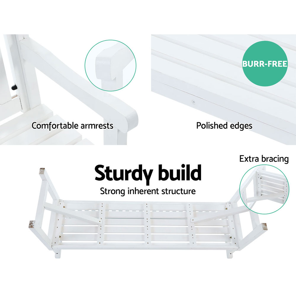 Gardeon 5FT Wooden Garden Bench 3 Seat White view 4