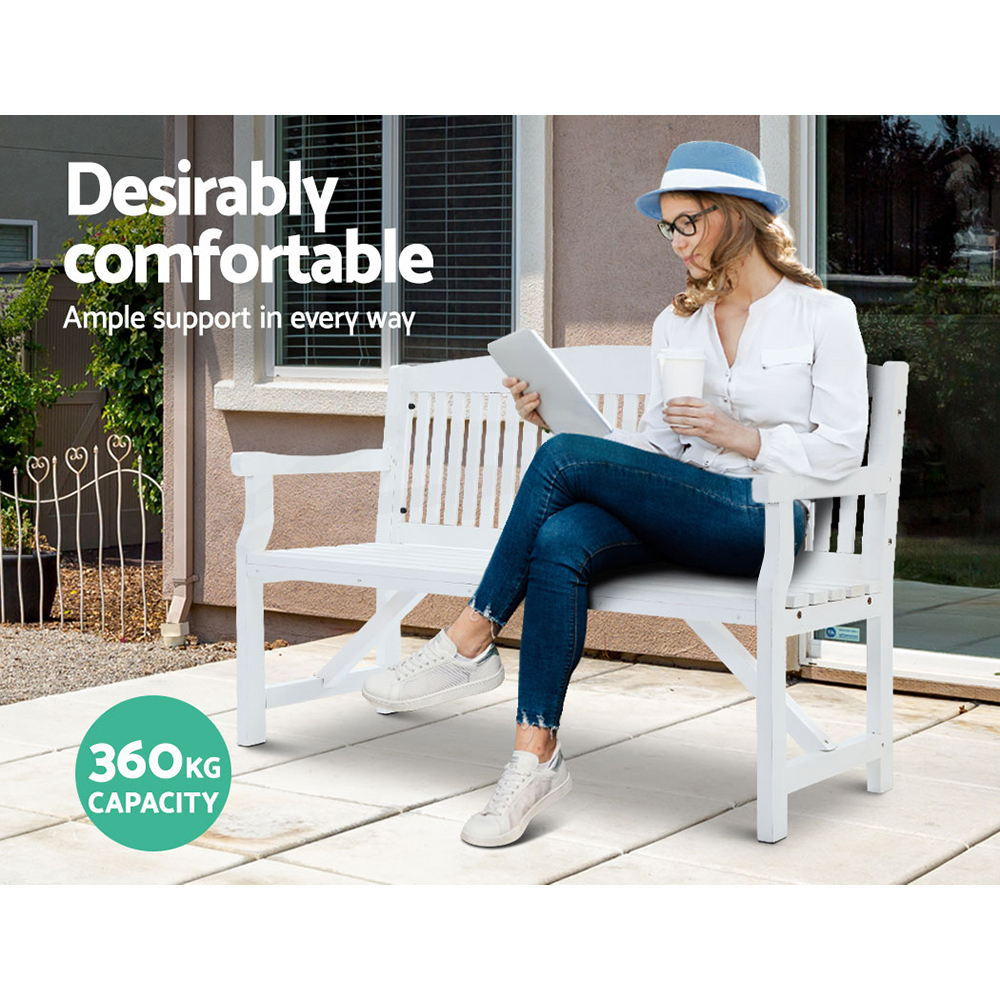 Gardeon 5FT Wooden Garden Bench 3 Seat White view 5