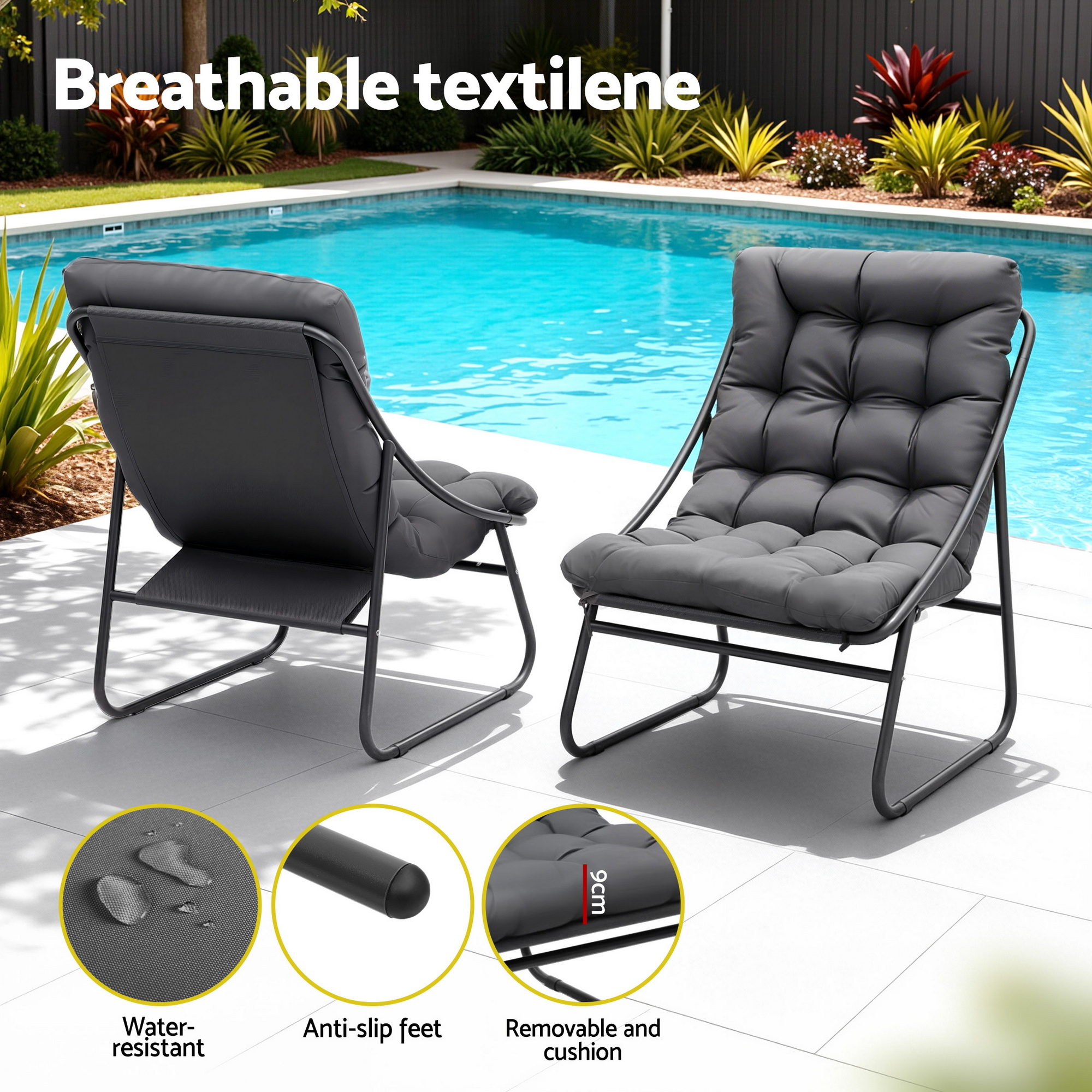 Gardeon 3 Piece Steel Bistro Set Textilene view 5