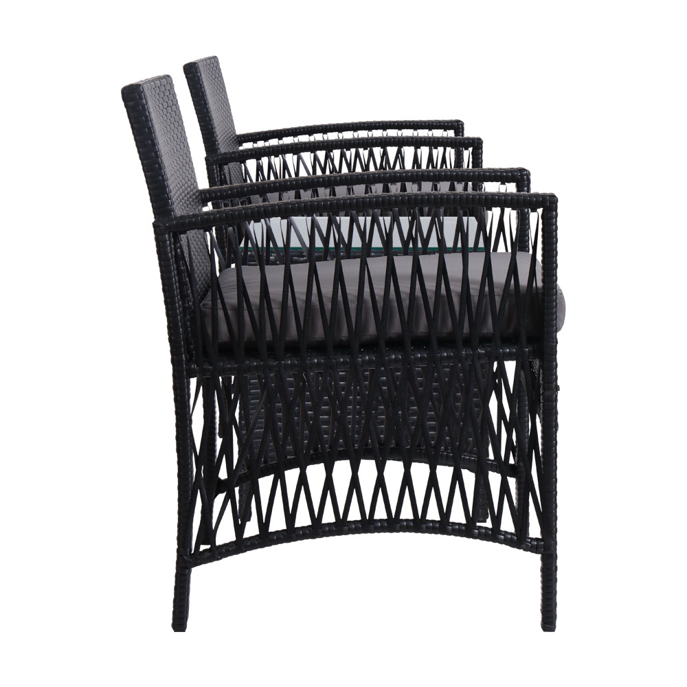 Gardeon 3 Piece Wicker Bistro Set Galvanised Steel view 3