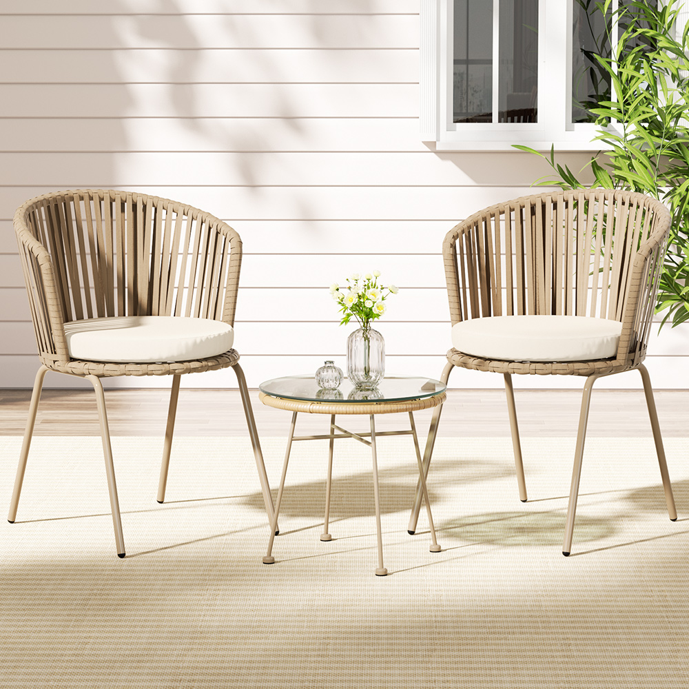 Gardeon 3 Piece Rope Bistro Set Beige