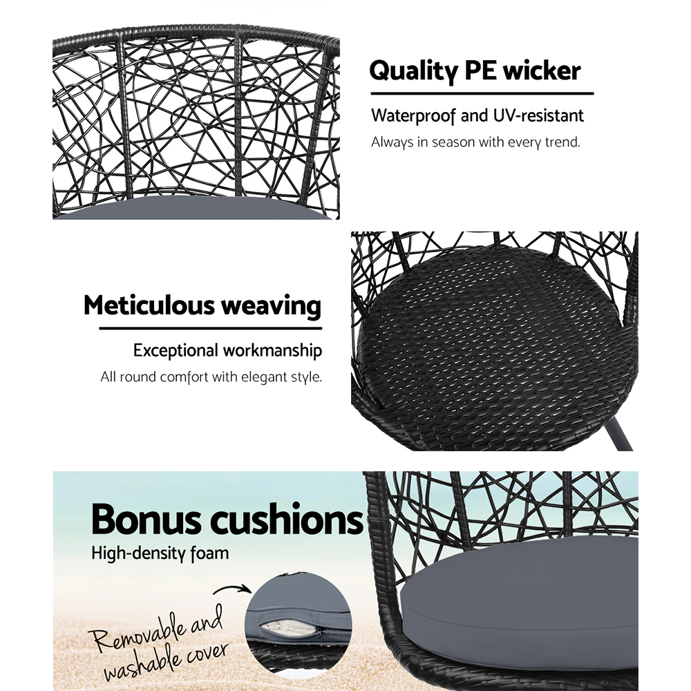 Gardeon 3 Piece Round Rattan Bistro Set view 4